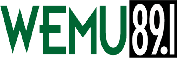 The logo of WEMU 89.1, featuring bold black text for '89.1' alongside green text spelling 'WEMU,' designed in a modern style. The logo emphasizes the station's branding in a simple, clear format.